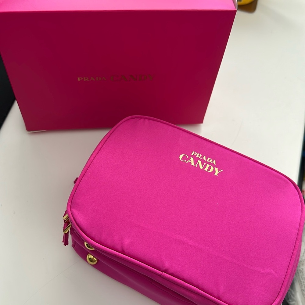 Prada Candy Pouch Bright Pink Nylon (good for make up, toiletry, etc.)
